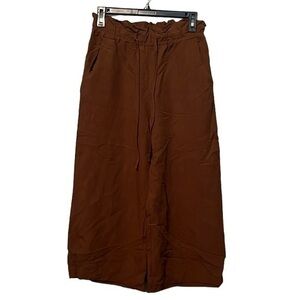 Alesia Wide Leg Cropped Pants Color Brown Womens size small
